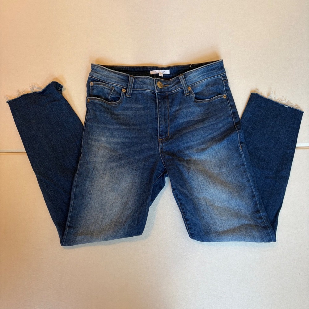Sts Blue Caroline High Rise Jeans 26 Blue Straight Leg Raw Hem Denim Pants